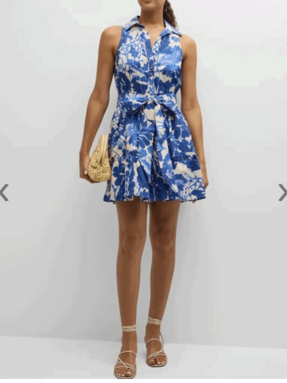 Cara Cara Blue & White Sleeveless Shirtdress